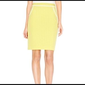 The Limited yellow n white polka dot pencil skirt